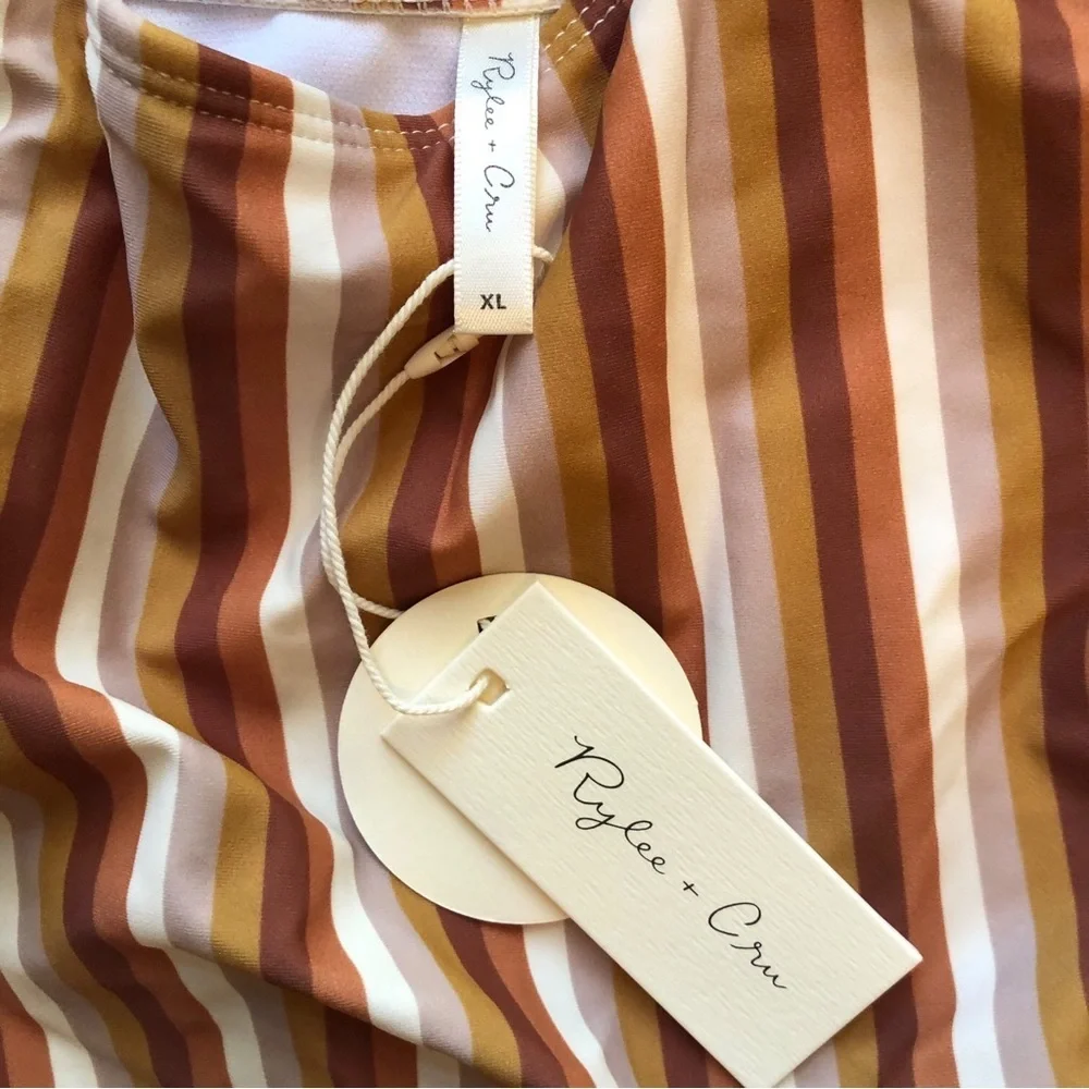 NWT Rylee + Cru One Piece Keyhole Swim | Clay Stripe
